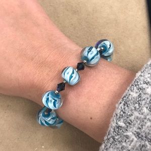 Blue Glass Beaded Bracelet